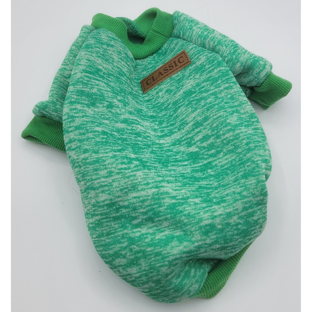 Classic Green Marl Fleece Lined Dog Sweater Small Pullover Pet appersl Coat